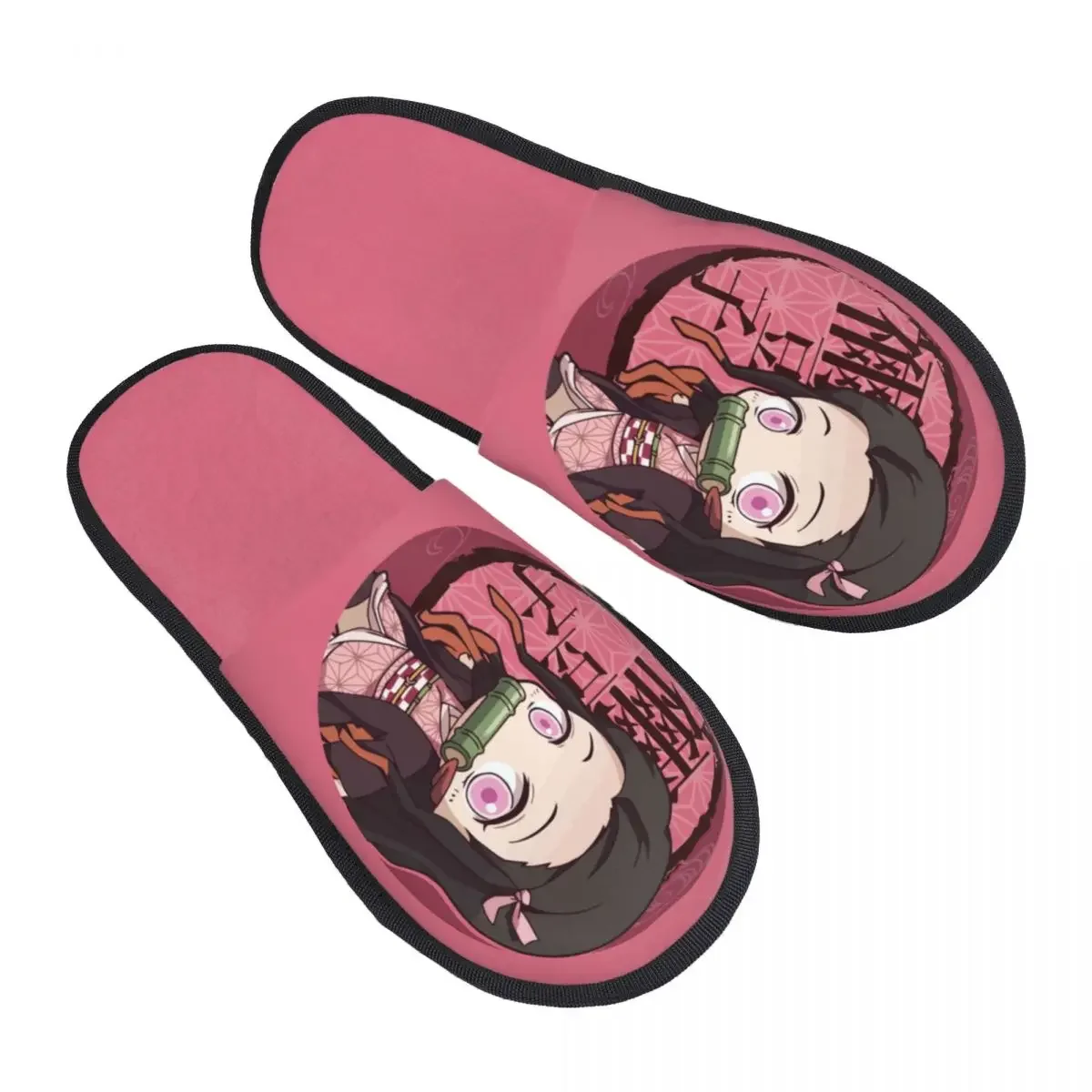 Custom Kimetsu No Yaiba Nezuko Soft Memory Foam House Slippers Women Demons Slayers Anime Manga Warm Anti-skid Sole Slipper