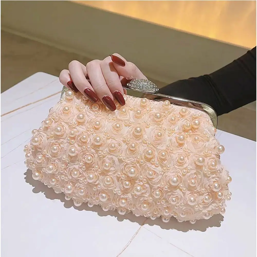 Gold Bright Silk Evening Bag Fashion Circular Rhinestone Decorative Chain Banquet Clutch Shoulder Bags Wedding Party