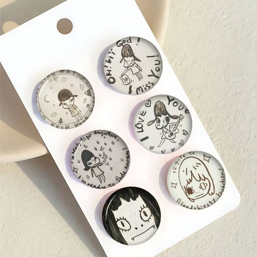 Niedliches Y-Yoshitomo Logo Nara Anime-Figur-Icon-Abzeichen, handgefertigte Weißblechbrosche für Rucksack, Kleidung, Brustornament, Geschenke