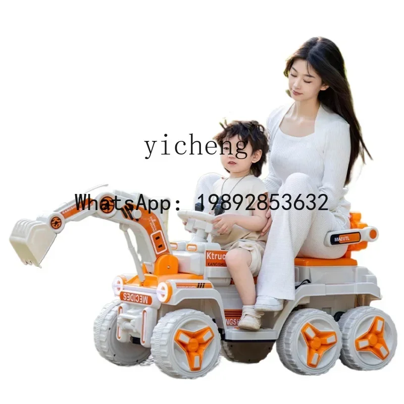 AE  Children's Excavator  Can Sit Remote Control Electric Engineering Car Large Six-Wheel off-Road Excavator