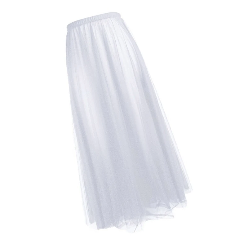 Womens Swing A Line Double Layer Tulle Ballets Skirt Dance Wrap Skirt with Elastic Waist Pull on Over Scarf for Leotards