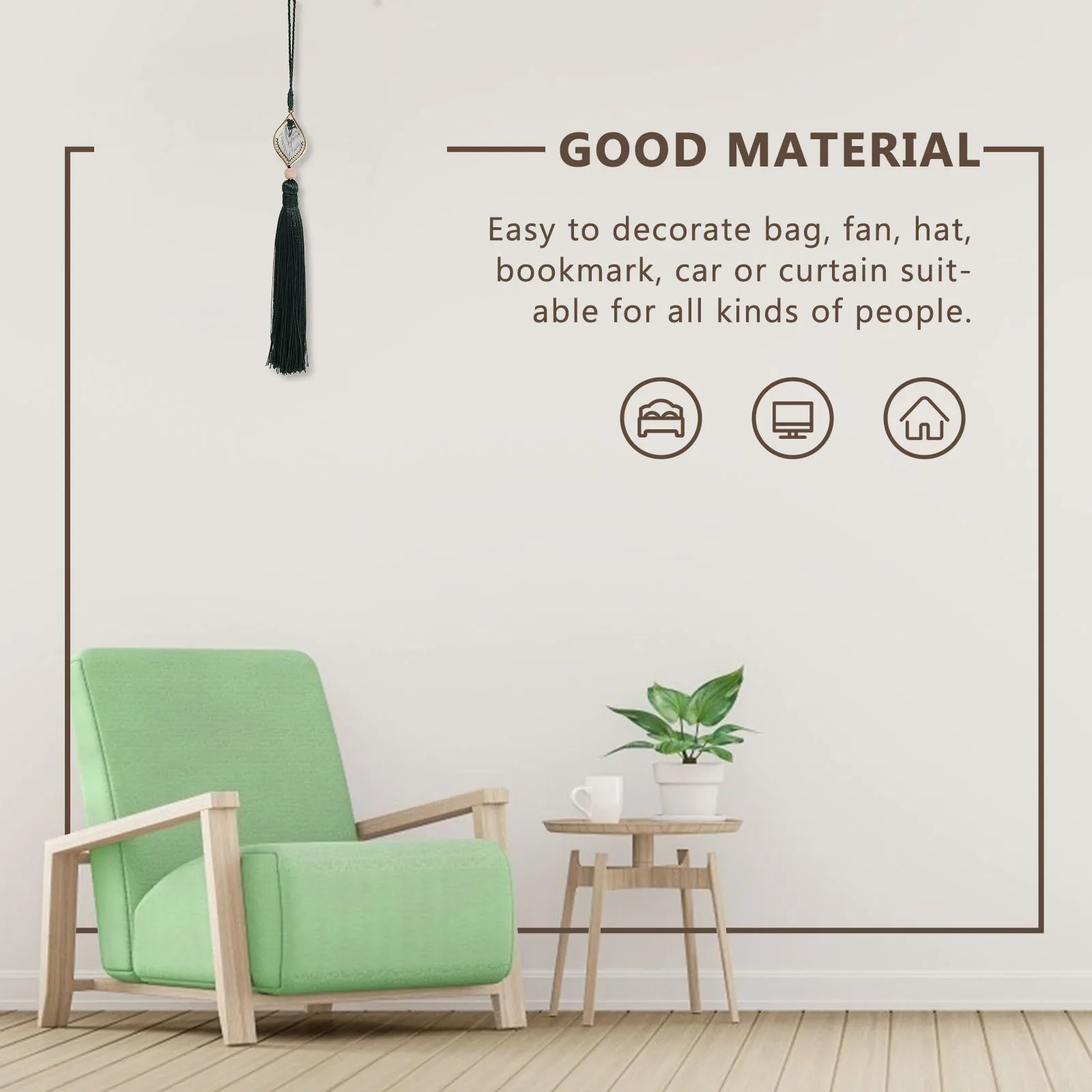 2 Stück geformte Fransenvorhang-Türgriffe, dekorative Quasten, grünes Polyester, DIY-Bastelzubehör