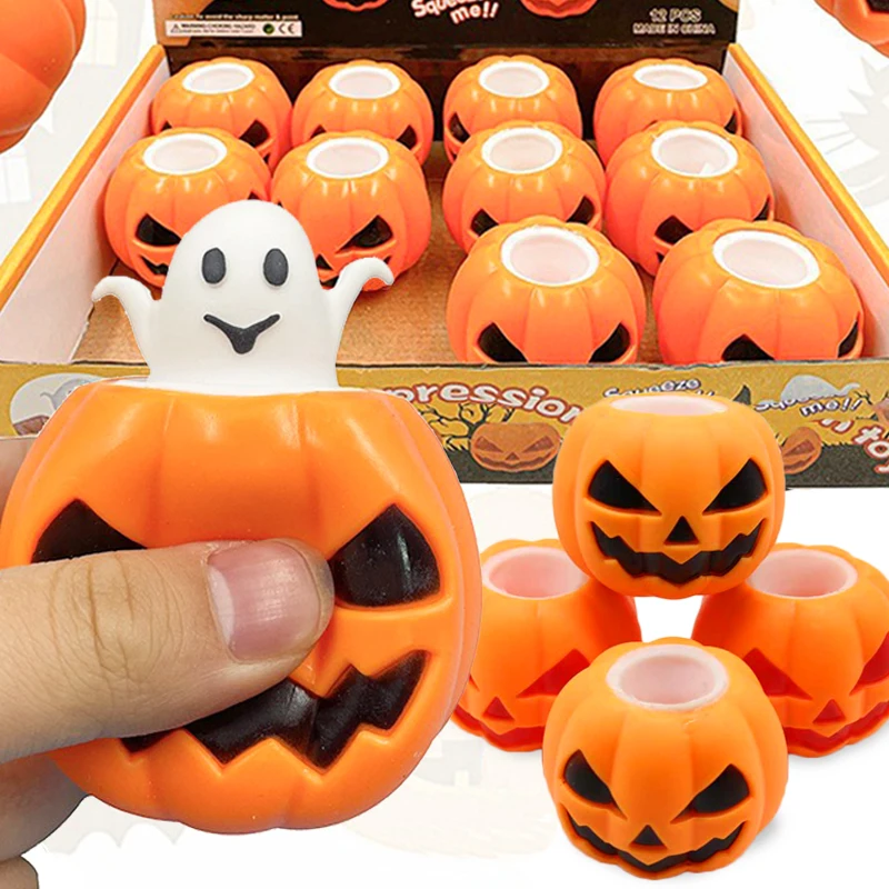 Halloween engraçado brinquedos de descompressão abóbora fantasma squeeze brinquedo adultos fidget anti-stress sensorial alívio do estresse ventilação bola crianças presentes