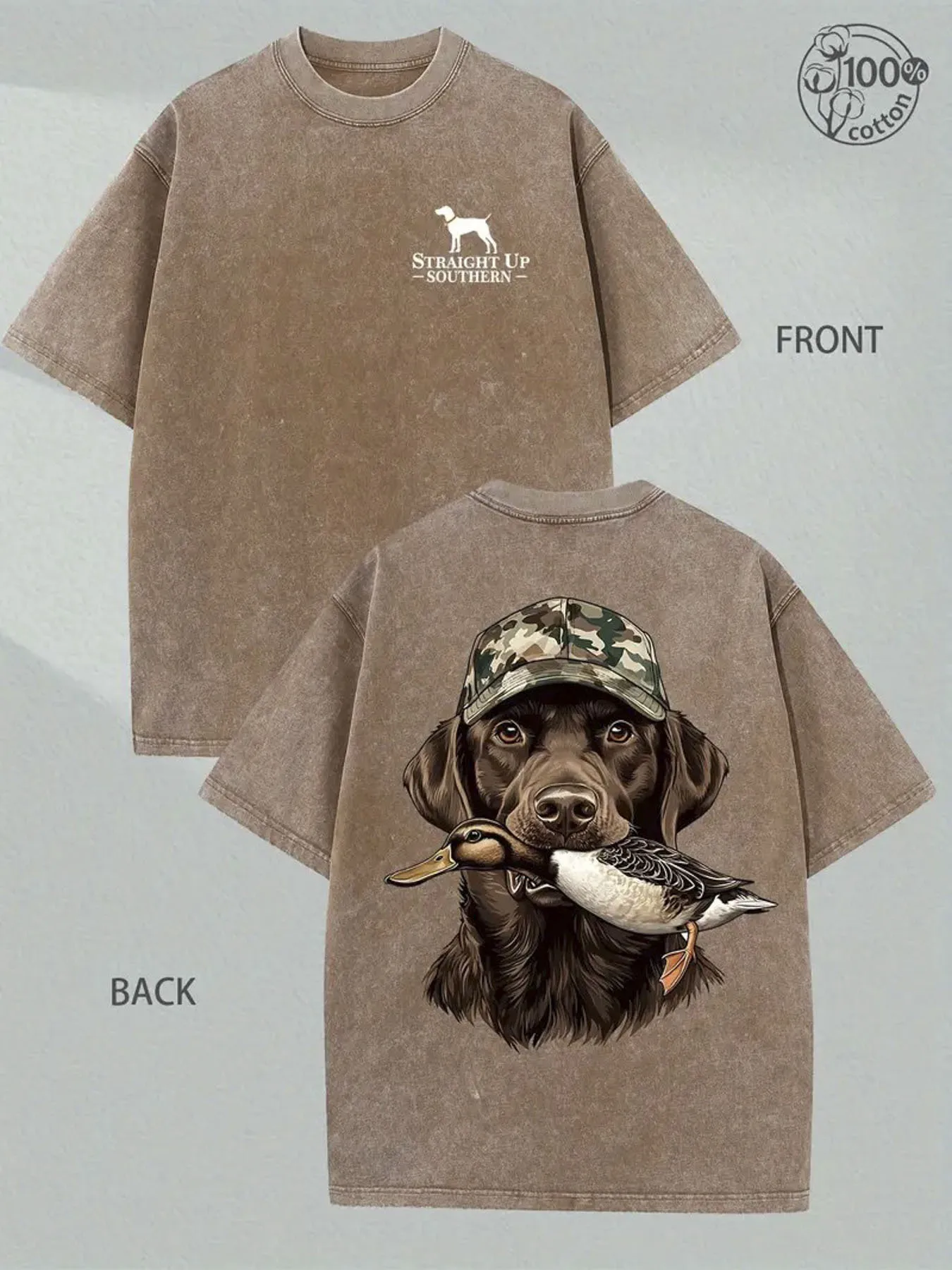 

Men'S 230gsm Heavyweight Retro Duck Hunting Graphic T-Shirt - Soft Washed Oversized Relaxed Fit Crew Neck Short Sleeve