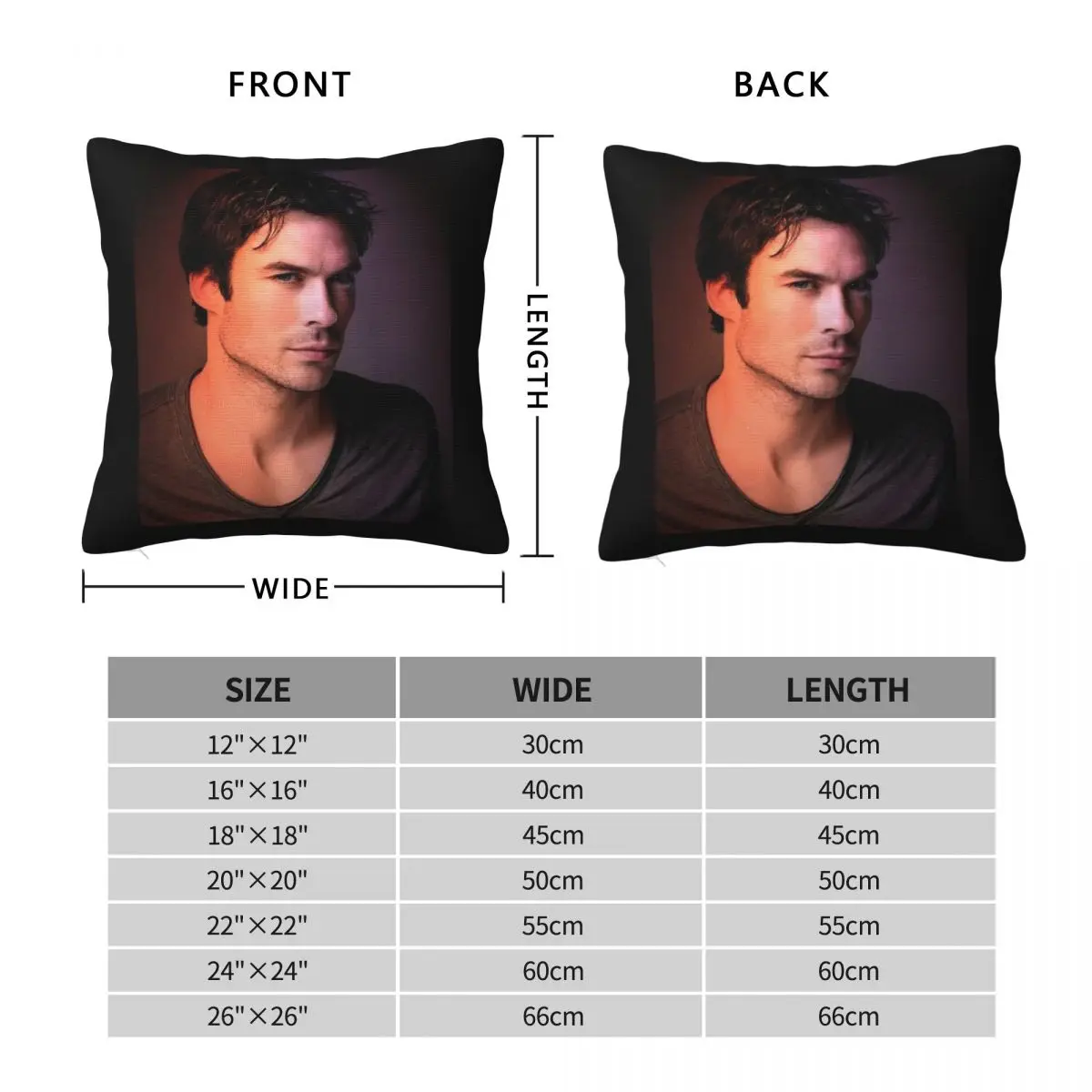 Ian Somerhalder Pillowcase Polyester Linen Velvet Creative Zip Decor Pillow Case Car Cushion Cover