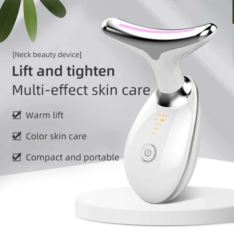 Facial Microcurrent Neck Face Lifting Massager Neck Face Beauty Skin Tighten Device LED Photon Therapy Anti Wrinkle Remover