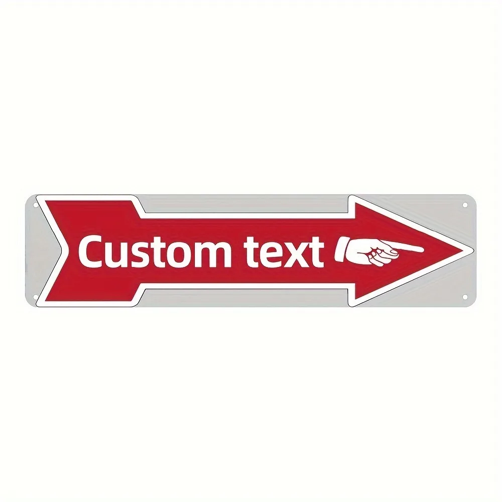 Custom Arrow Metal Sign, Personalized Text Directional Plaque, Vintage UV Wall Decor Shop Office Decorative Use Only