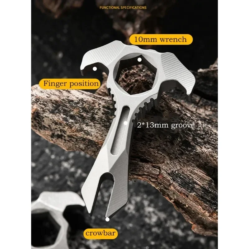 Wrench TC4 Titanium Alloy Crowbar Camping Pendant Multi-function Open Delivery Gadget Self-defence EDC Tool With Groove Outdoor