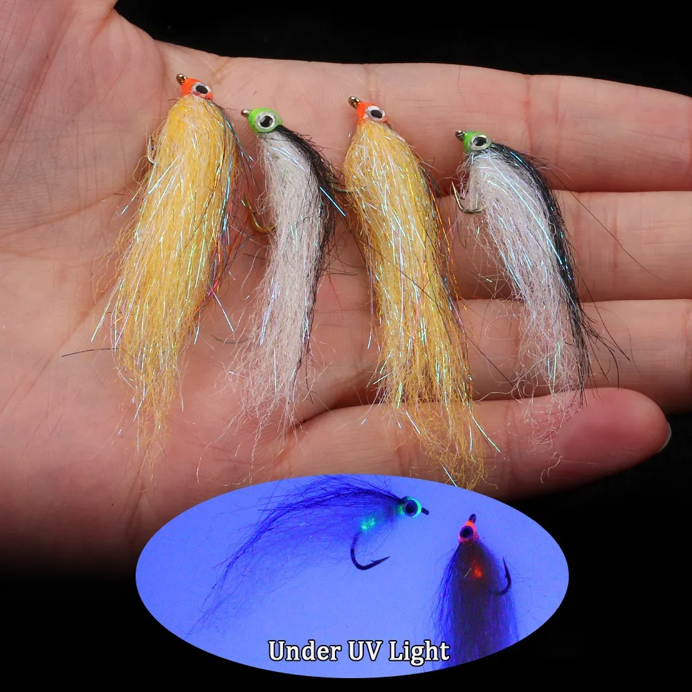 Wifreo 3pcs Wounded  EP Silky Fiber Minnow Fly Ice Dub Baitfish Streamer Fly For Trout Bass Steelhead Salmon Fishing Lure Baits