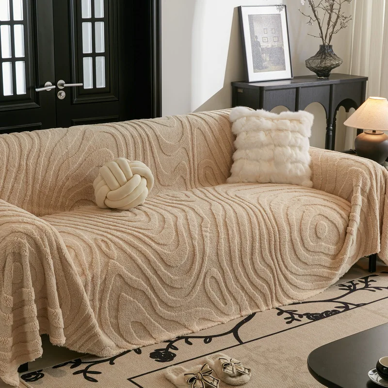 EIFLOY-Simple Plush Sofa Cover Anti Slip, 2, 3 Seats, Soft Velvet Couch Cover for Living Room, Armchair Slipcover, Towel Blanket
