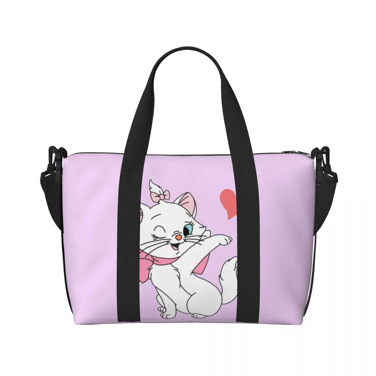 Custom Large Cute Marie Tote Bag Women Girly Cat Kitten Shopping Shoulder Gym Beach Travel Bag