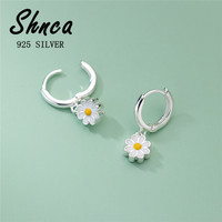 Anniversary Wedding Elegant Pure 925 Sterling Silver Daisy Flowers Dangle Earrings For Women Girl Anti-Allergy GMN112