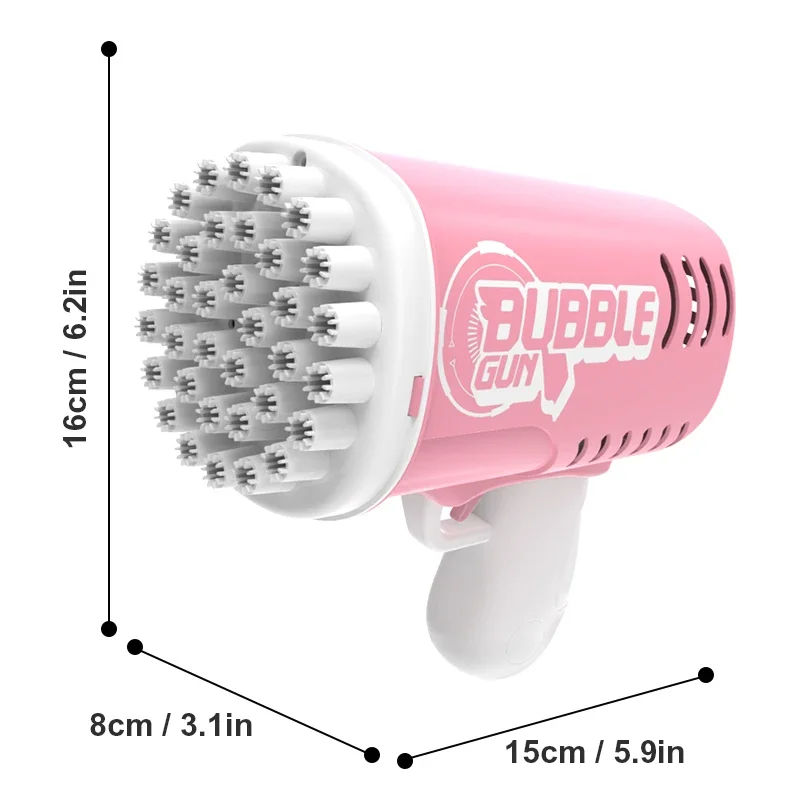Máquina de bolhas portátil elétrica, aniversário e festas na praia, festivais de casamento, pistola de bolhas sem bateria, água de bolha