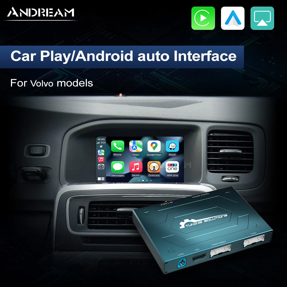 أندرم وحدة CarPlay اللاسلكية Android Auto MMI Prime لـ 2015-2019 فولفو V60/S60/XC60/V40 صندوق واجهة ترقية Airplay