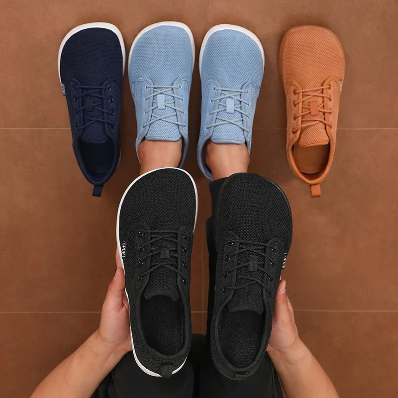 2025 chaussures de course pour hommes d'été pieds nus Fitness maille chaussures de sport femmes fond plat chaussures à pied large course lente marque baskets