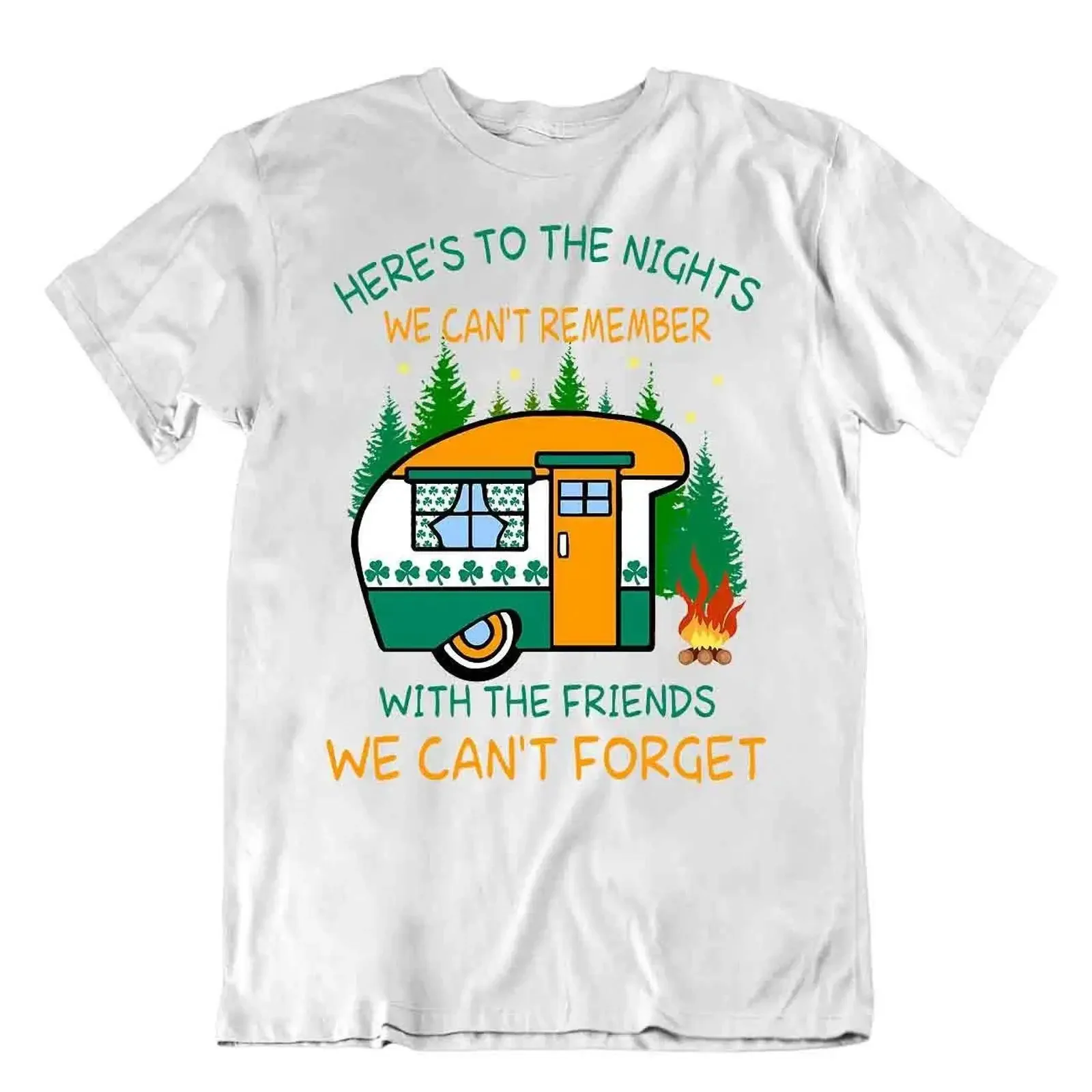 Camping Outside Trip T Shirt Cute Funny Outdoor Fresh Nights Friends vintage Washed Unisex Stretched Comfortable homme