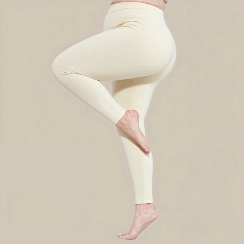 2025 رائجة البيع النساء مريحة الحرارية الصلبة طماق الإناث عالية الخصر مستقيم الساق السراويل سيدة الثلوج الدافئة اليومية بنطال رفيع #6