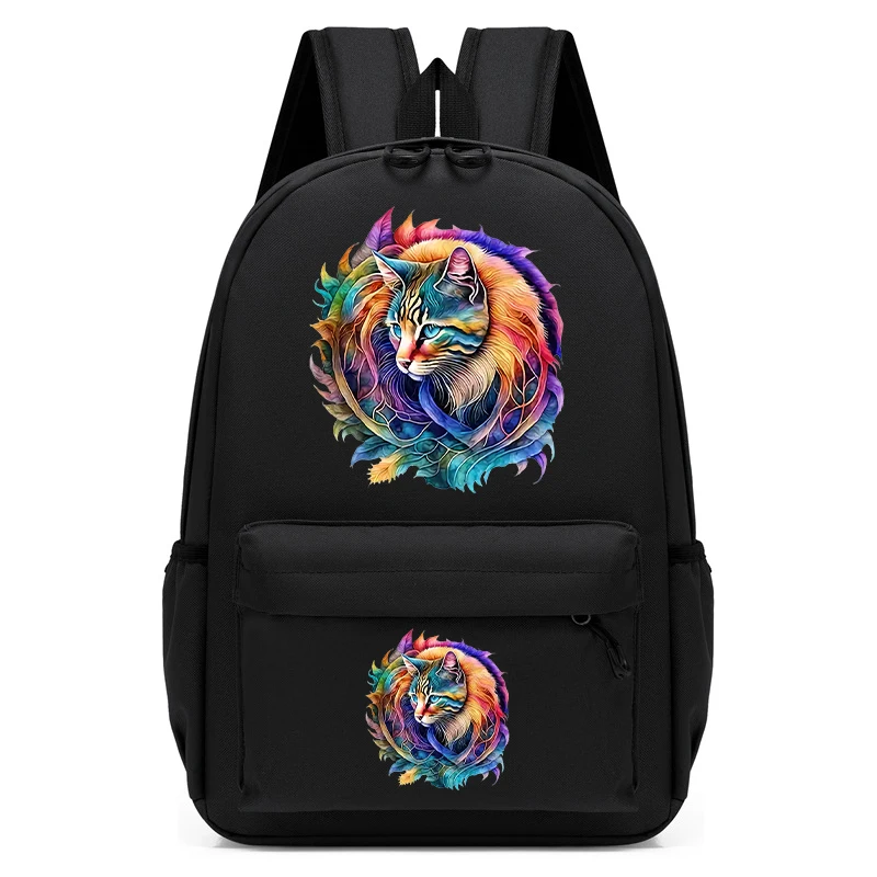 

Children's School Bag Watercolor Cute Floral Cat Backpacks for Teenager Kindergarten Schoolbag Book Bag Boys Girls Animal Bag