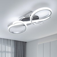 36W LED Ceiling Light Creative Design,Geometric Shape Silver Chandelier,Wall Lamp for Bedroom,Living Room, Hallway