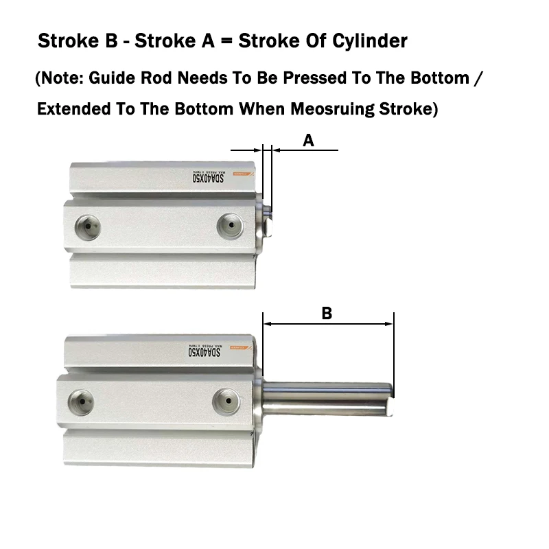 Compact Thin Air Cylinder SDA16 20 25 32 40 50 63 80 100mm Bore 5-100mm Stroke Double Action Aluminium Alloy Pneumatic Cylinder