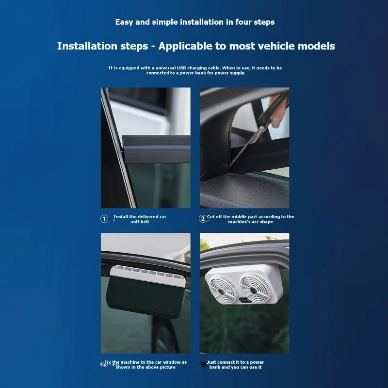 

ABTC-Car Air Vent Exhaust Fan, Small Window Fan,3 Levels Adjustable Exhaust Intake Installation On Door Glass