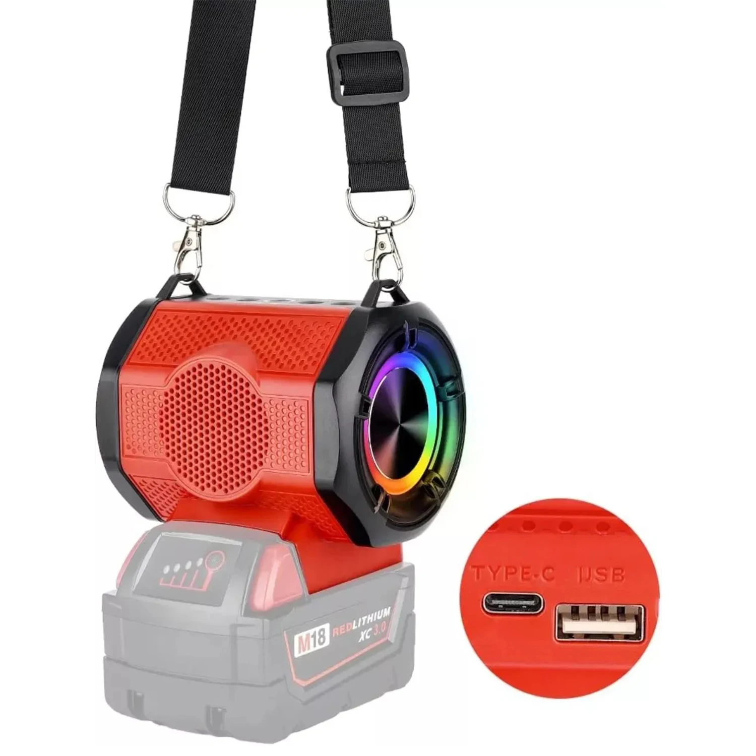 Alto-falante Bluetooth Portátil com Usb Alto-falante sem Fio Amplificador para Milwaukee Festa e ao ar Livre Bateria Li-ion 18v