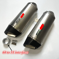 60mm to 51mm Universal Motorcycle Exhaust DB Killer Pipe Escape Moto For SC CBR650 S1000RR Z900 MT09 R6 Tmax530 R1 XMAX300 S1000