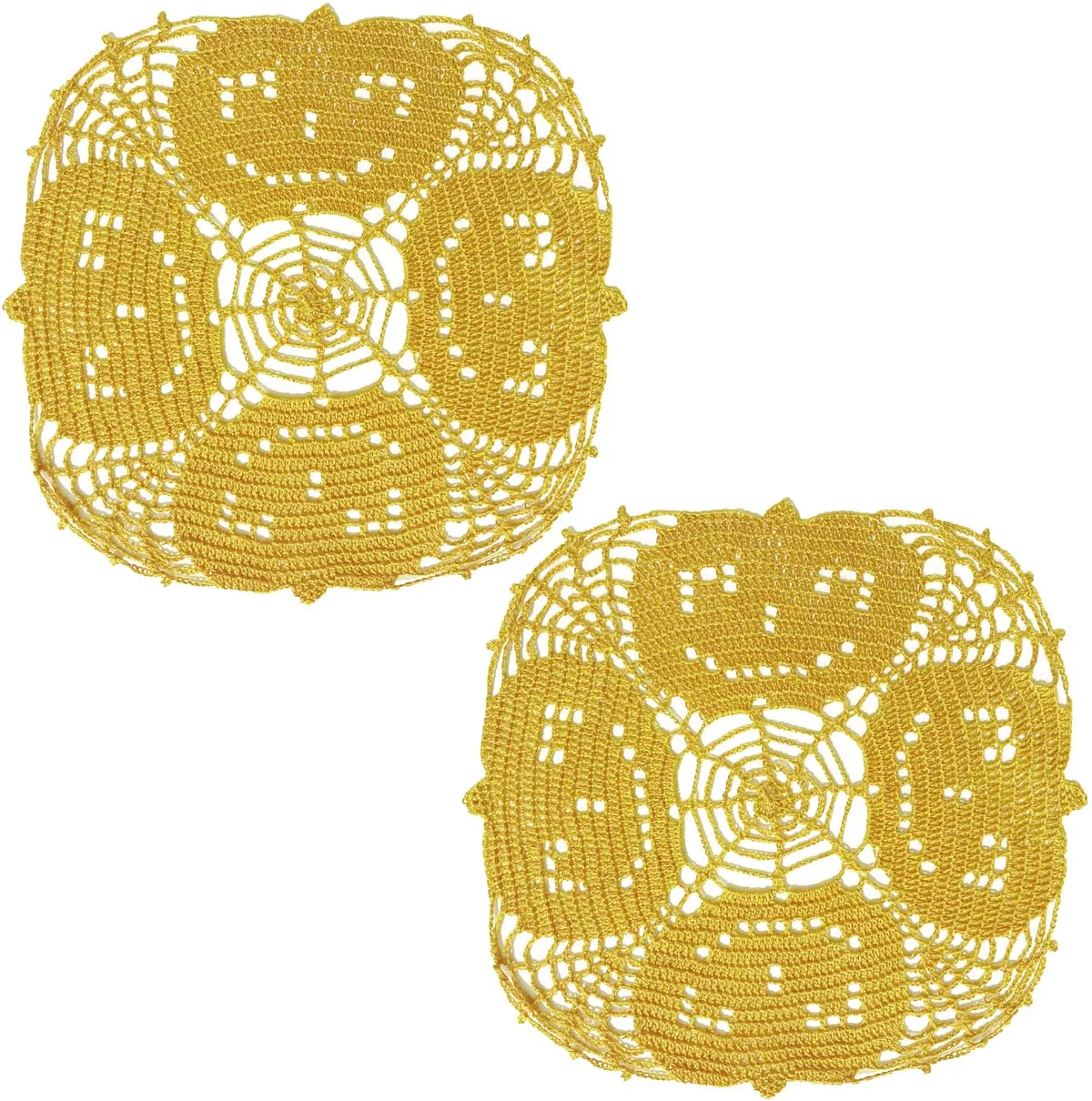 BomHCS   2PCS Crochet Pumpkin Table Doilies Vase Cup Placemats Kitchen Doily Handmade Mats