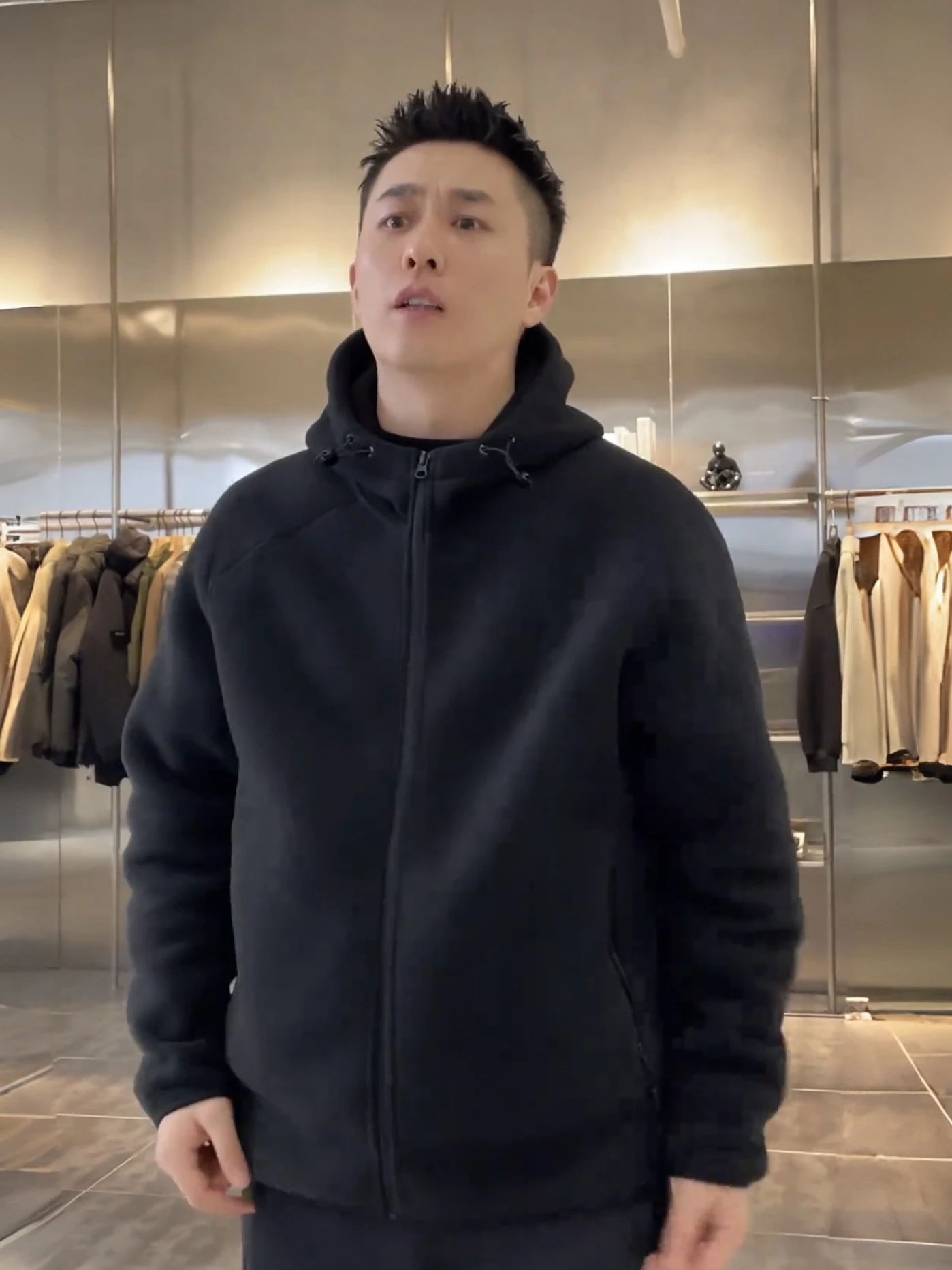 

Men's Double-Sided Fleece Hooded Jacket Lightweight Warm Casual Style Autumn Winter Fashion Outerwear Polyester Fiber