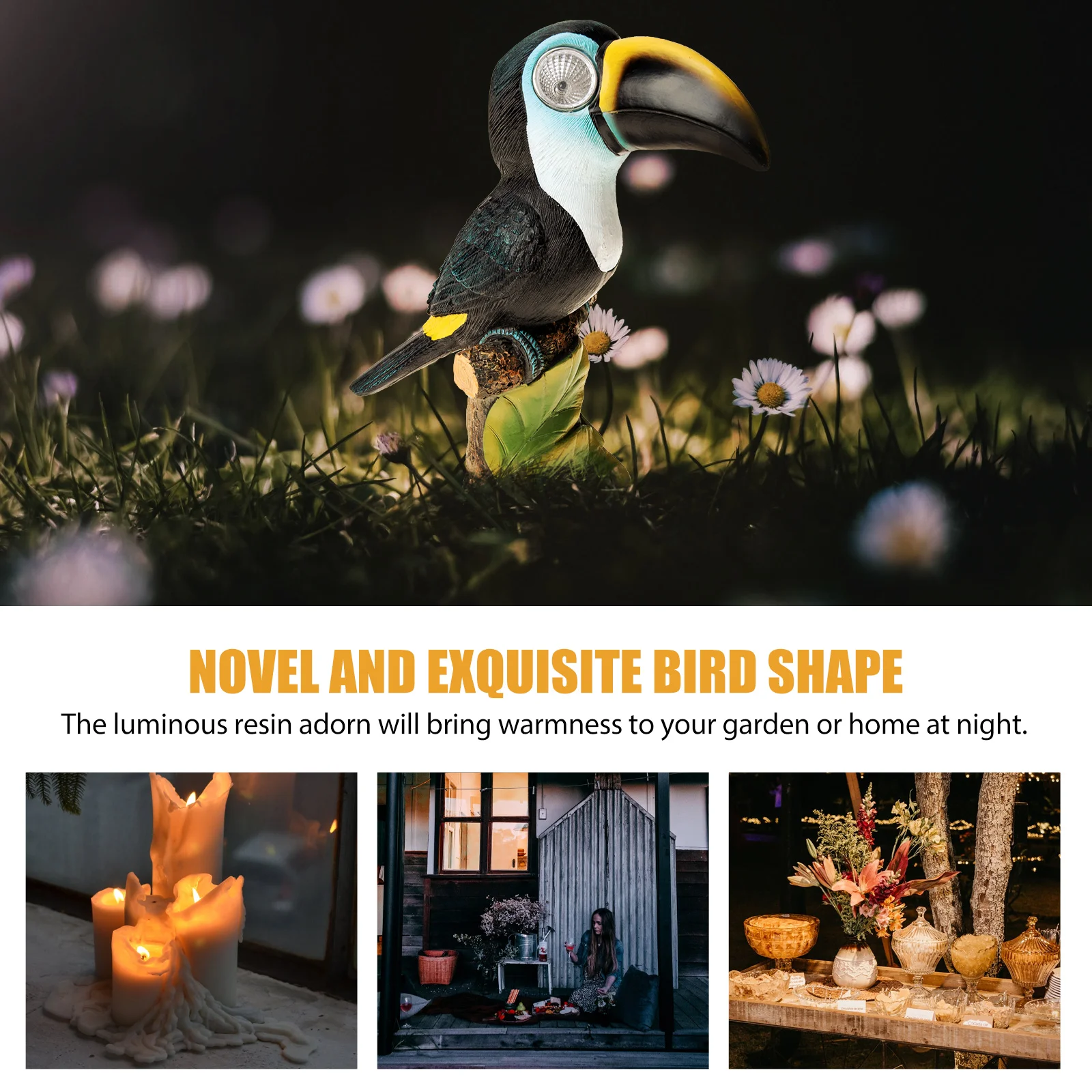 

Solar-Powered Resin Bird Lamp Garden Decor Outdoor Solar Glowing Ornament for Home Housewarming Garden Bird Lamp