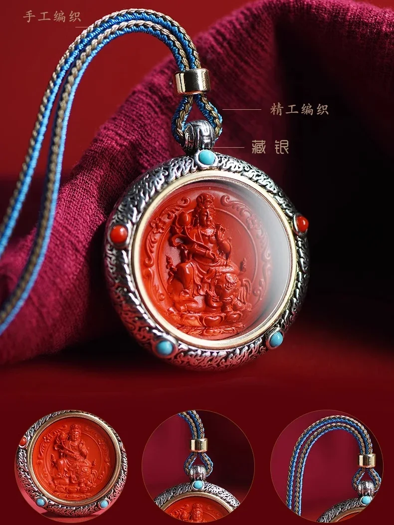 Natural cinnabar pendant, natal Buddha zodiac dragon pendant, men's and women's Tibetan patron saint amulet