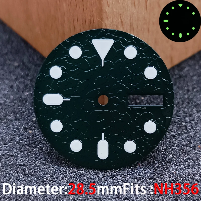 28.5mm diameter calendar watch dial Green luminous dial for NH36 watch movement accessories parts