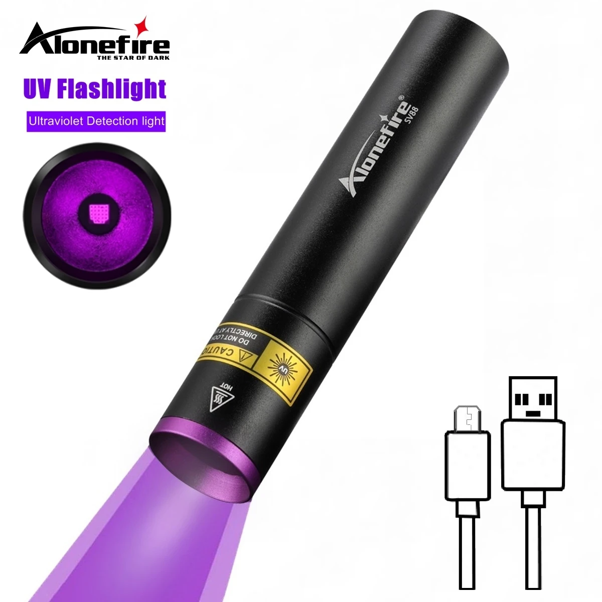 365nm UV Flashlight Blacklight Ore Money Invisible Leakage Marker Cat Dog Stain Ultraviolet Nail polish Curing Fluorescence Lamp