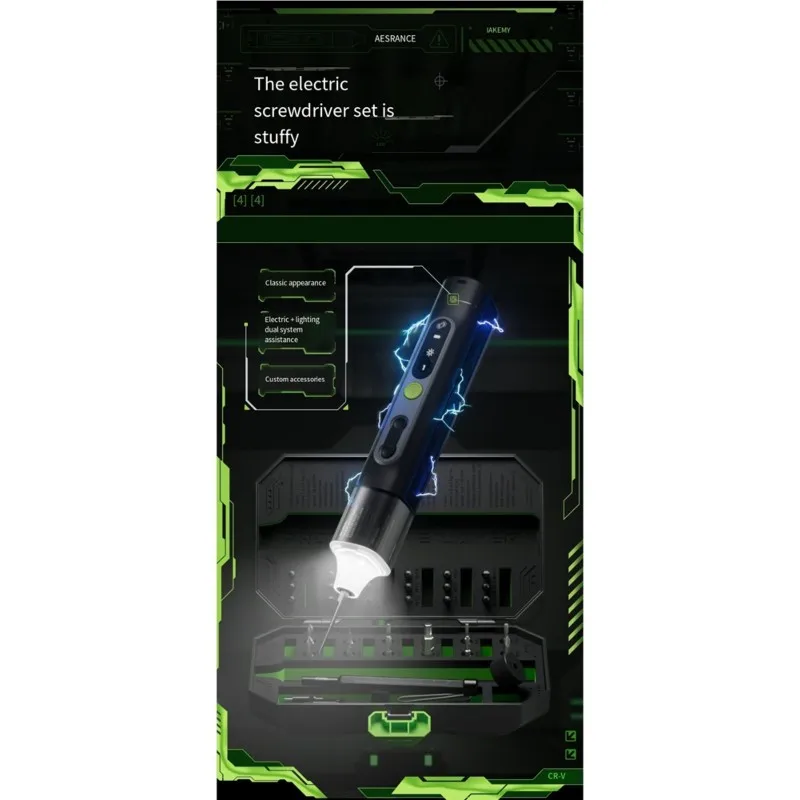 JAKEMY Home Use Electric Screwdriver Set 1Set JM-8196, 3.7-4.2V Rechargeable Straight Handle