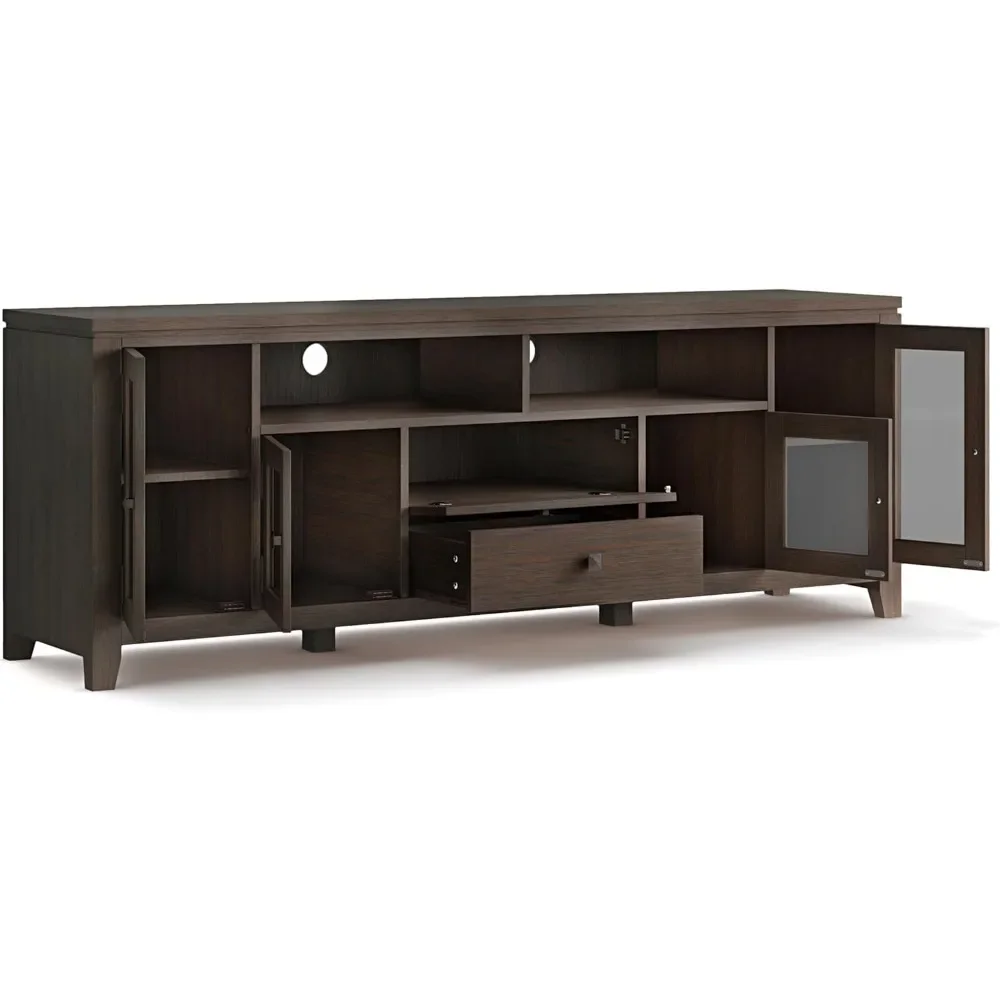 Cosmopolitan SOLID WOOD 48 Inch Wide Contemporary TV Media Stand in Black for TVs up to 55 Inch, For the Living Room