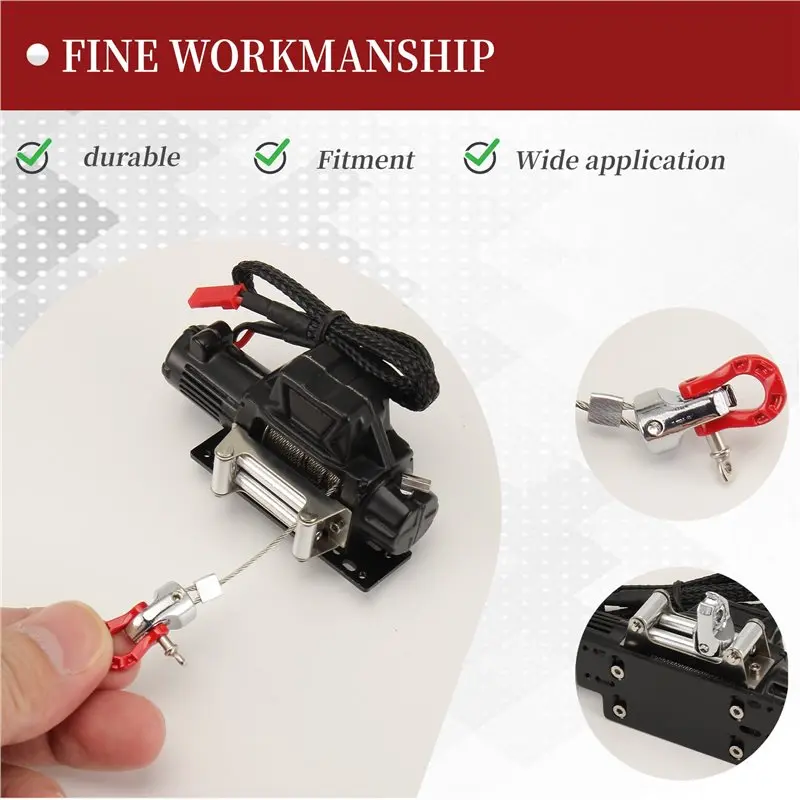 A48U Rescue Metal Winch With Multifunction Remote Control 1/10 Scale Climbing Car Model For 1/10 RC Crawler