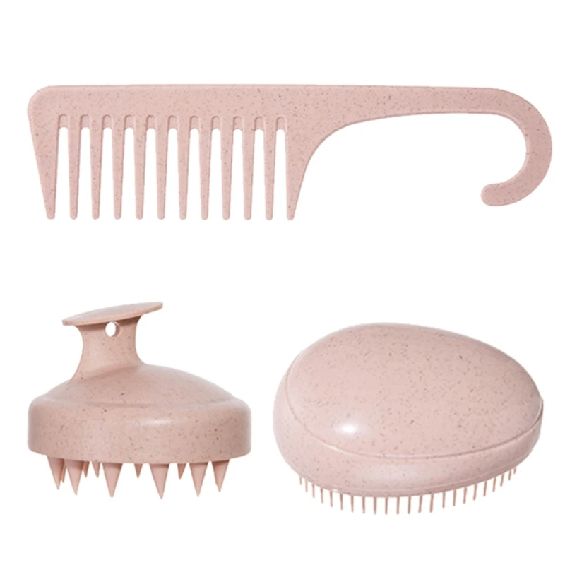 3 Chiếc Massage Da Đầu Dầu Gội Chải Trứng Hình Tròn Lược Làm Tóc Tóc 918D