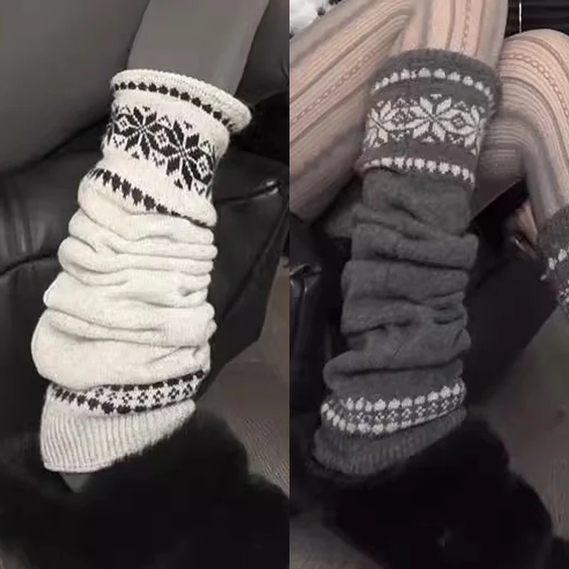 

Vintage Christmas Wool Leg Warmers Korea Women Leg Socks Punk Winter Warm Y2k Knitted Leg Covers Harajuku Boots Cover Cuff Socks
