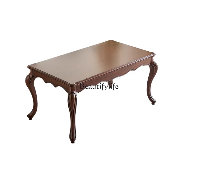 

Solid Wood Dining Table Black Walnut American Classical Rectangular European Style Dining Table