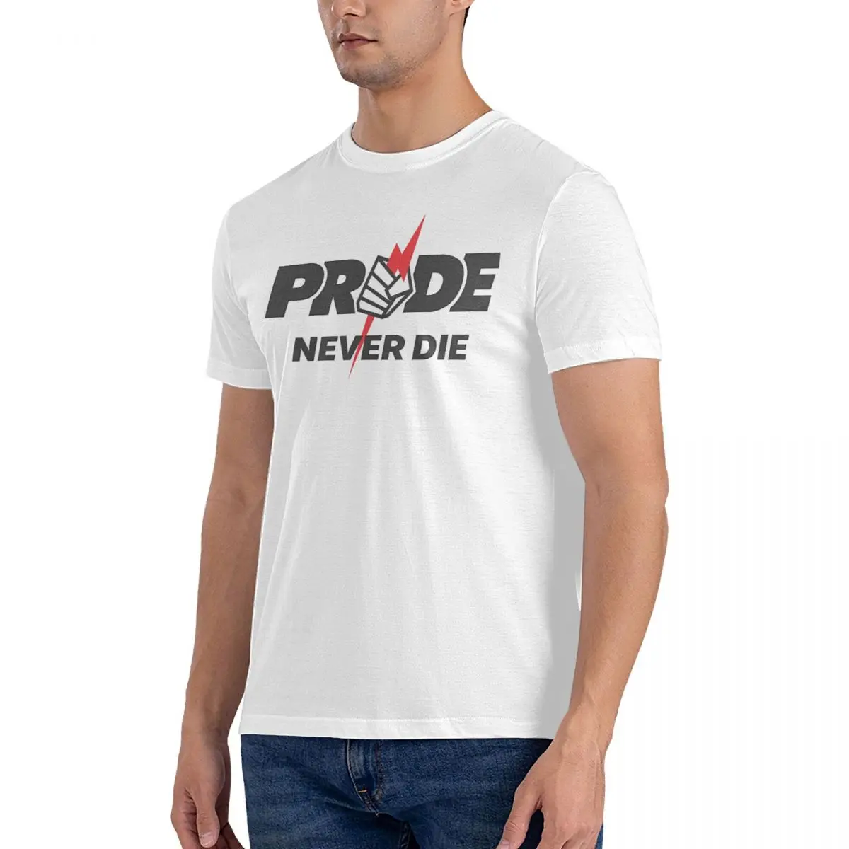Men NEVER DIE T Shirts Pride FC Pure Cotton Clothing Funny Short Sleeve Round Collar Tees Summer T-Shirt
