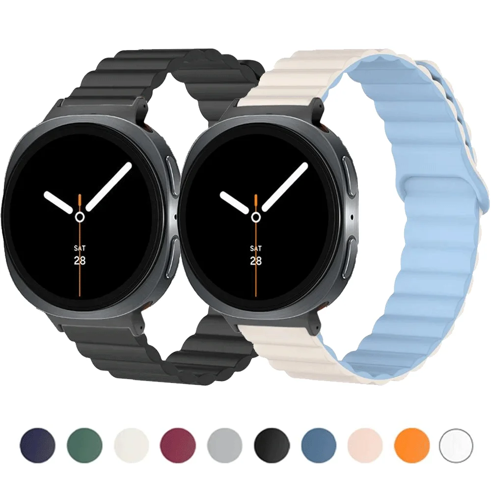 حزام حلقة مغناطيسي لساعة سامسونج جالاكسي 8 40 ملم 44 ملم 8 سوار رياضي كلاسيكي من السيليكون كوريا جالاكسي ساعة حزام معصم فائق