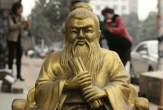 China Folk Brass Ancient Famous Philosopher Sages Confucius Kong Zi Saint Statue