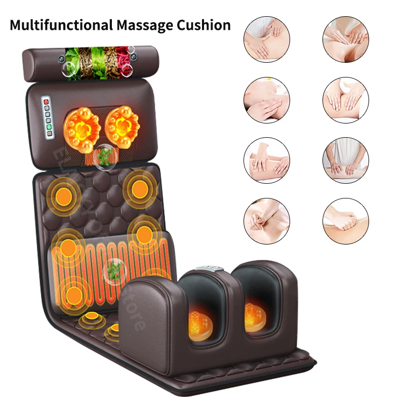 54 Heads Heating Infrared Massager Cushion For Full Body Pain Stress Relief Body Relax Electric Massage Mattress Vibrating 110V