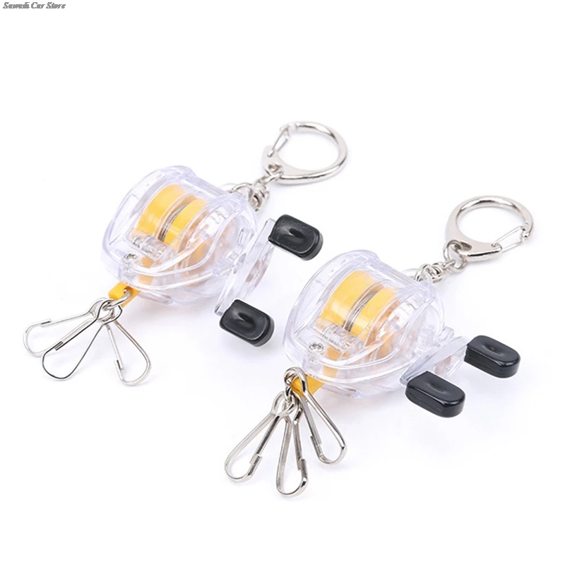 1pc Retractable Small Fishing Reel Key Chain, Multifunctional Portable Fishing Coiled Lanyard Key Ring, Car Key Accessories