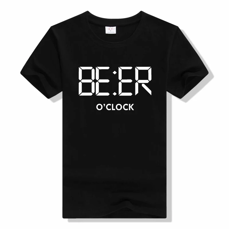 

cotton funny BEER OCLOCK men t shirt summer cool funny men t shirt male o-neck t-shirt mens tee shir