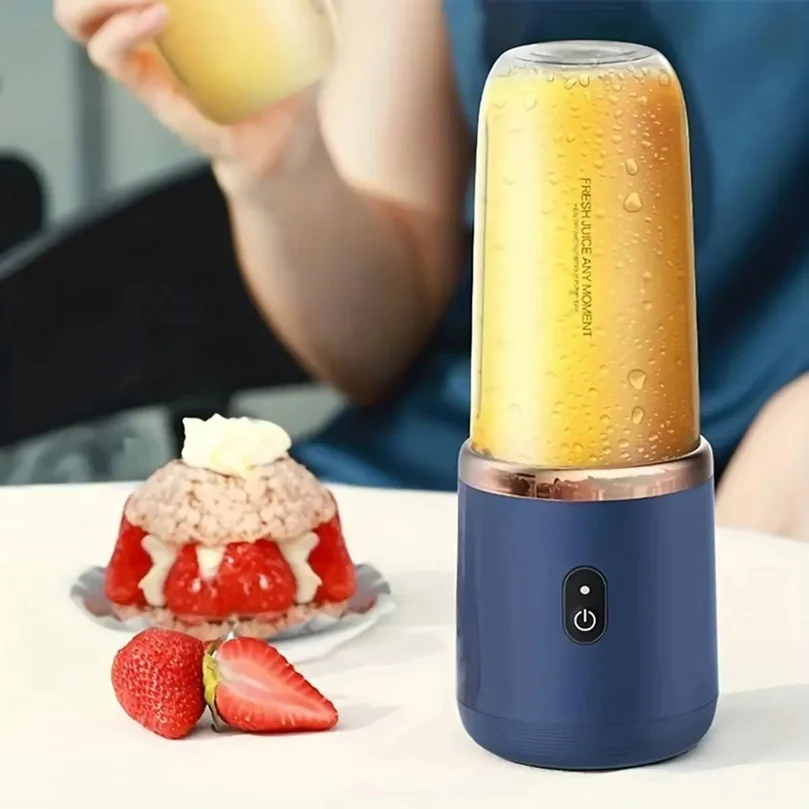 Electric Juicer 6 Blades USB Smoothie Blender Portable Wireless Mini Charging Fruit Squeezer Ice Crush Cup Kitchen Tool