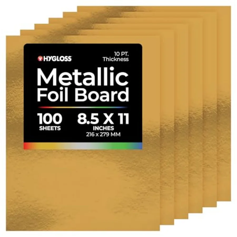 

Metallic Cardstock Sheets 100 Shiny Sheets " " - Sturdy 10 pt. Metallic Foil Board Paper for Crafts Scrapbooking Posters and De