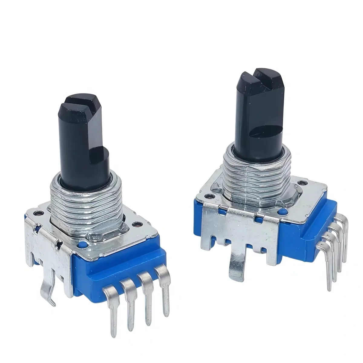 5pcs Carbon Film RK11 Potentiometer B10K 4Pin Single Unit 15mm Half‑D Shaft Volume Adjustment Pot Mixing Console Power Amplifier