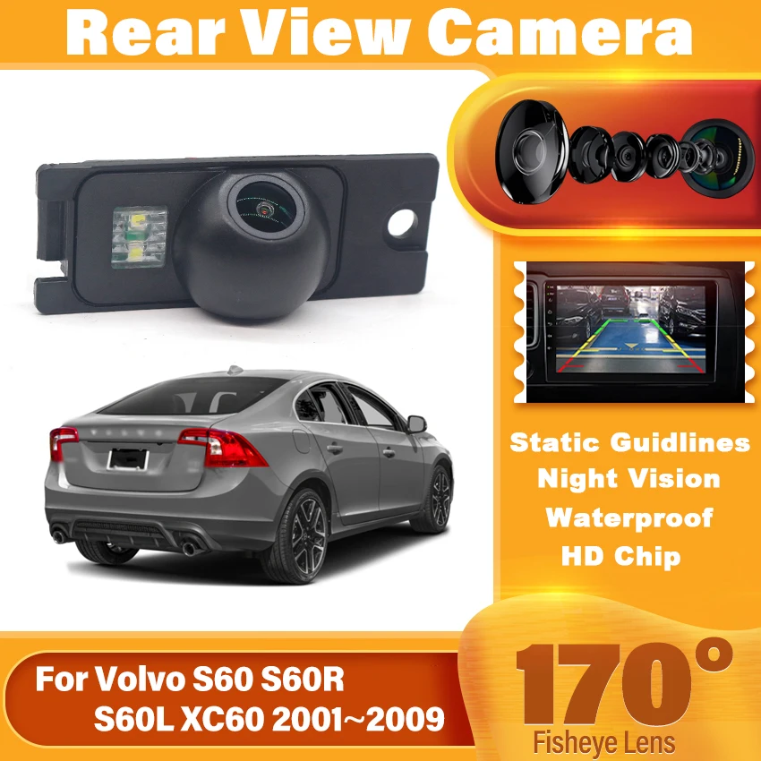 

HD 1080P 170 ° Автомобильная камера заднего вида FishEye для Volvo S60 S60R S60L XC60 XC 60 2001 ~ 2005 2006 2007 2008 2009 HD ночного видения