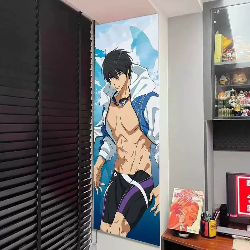 Anime Swimming Club Tapestry Wall Hanging Vertical Long Cute Boy Swimsuit Background Cloth Bedroom Dorm Home Decor Fans Gift